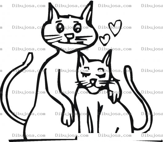 Dibujo para colorear Colorear Gatos Enamorados