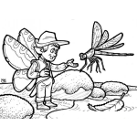 Dibujo para colorear Colorear Libelula Con Duende
