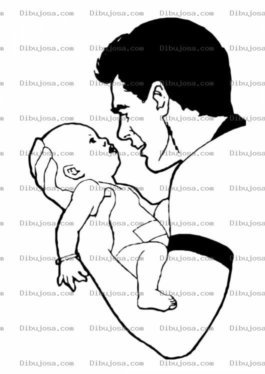 Dibujo para colorear Colorear Papa Con Bebe