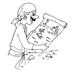 Dibujo para colorear Colorear Pirta Leyendo El Mapa Del Tesoro