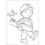 Dibujo para colorear Bob con un tablon de madera
