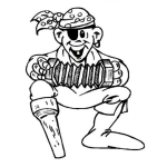 Dibujo para colorear Colorear Pirata Con Protesis De Madera Pata De Palo Tocando El Acordeon