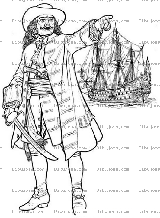 Dibujo para colorear Colorear Pirata Capitan Kidd