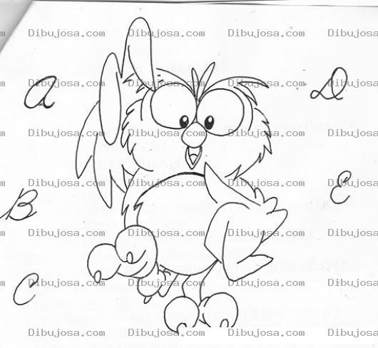 Dibujo para colorear Colorear Buho Con El Abcde Las Primeras 5 Letras Del Abecedario