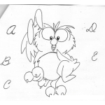 Dibujo para colorear Colorear Buho Con El Abcde Las Primeras 5 Letras Del Abecedario