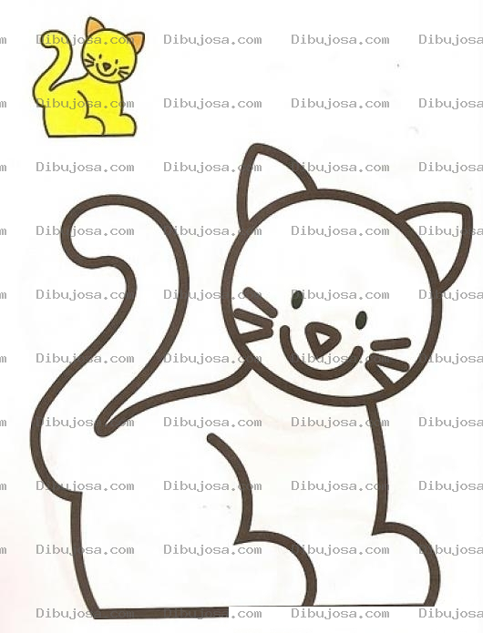 Dibujo para colorear Colorear gatito con muestra