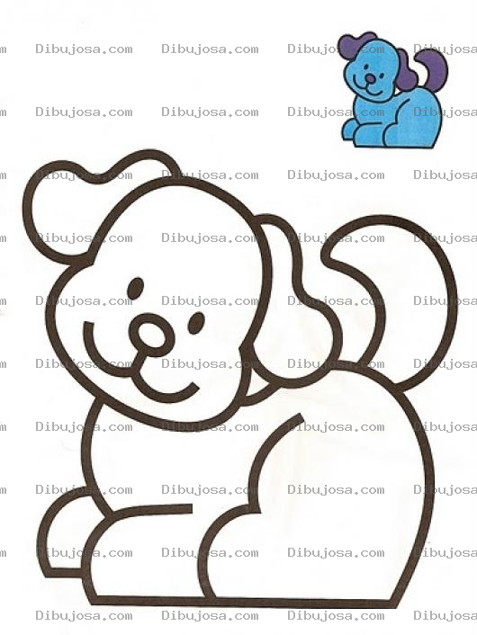 Dibujo para colorear Colorear perrito con muestra
