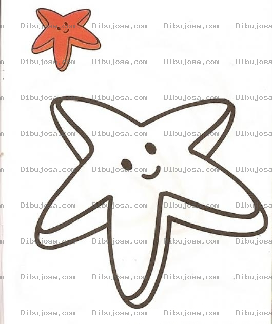 Dibujo para colorear Colorear estrellita de mar con muestra