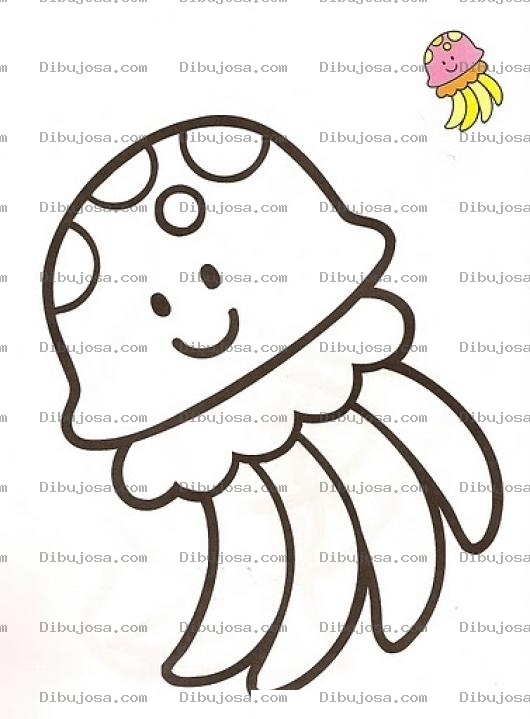 Dibujo para colorear Colorear medusa con muestra