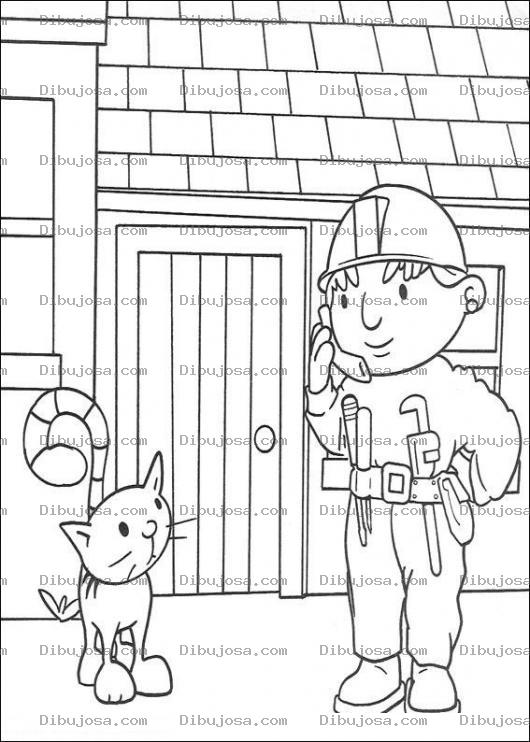 Dibujo para colorear Bob el constructor hablando por celular