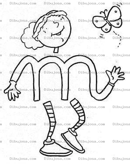 Dibujo para colorear Colorear letra M