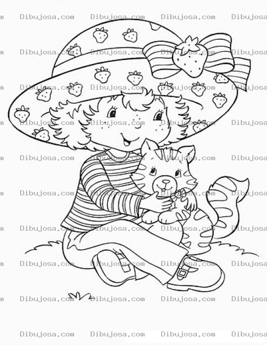 Dibujo para colorear Colorear Rosita Fresita Con Un Gatito