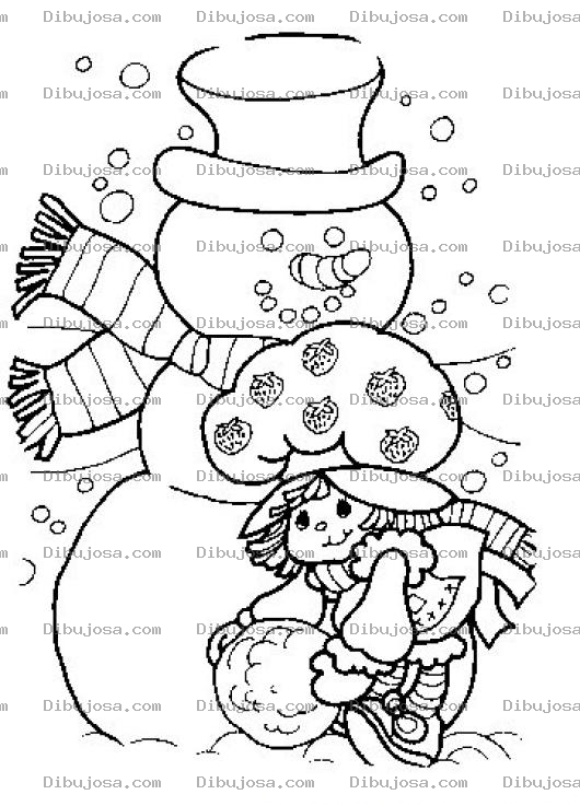 Dibujo para colorear Colorear Rosita Fresita Con El Hombre De Las Nieves