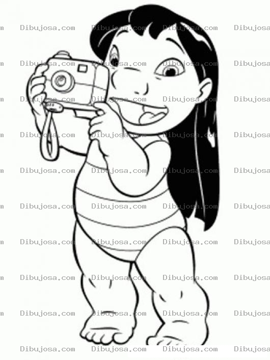 Dibujo para colorear Colorear A Lilo Con Camara De Fotos