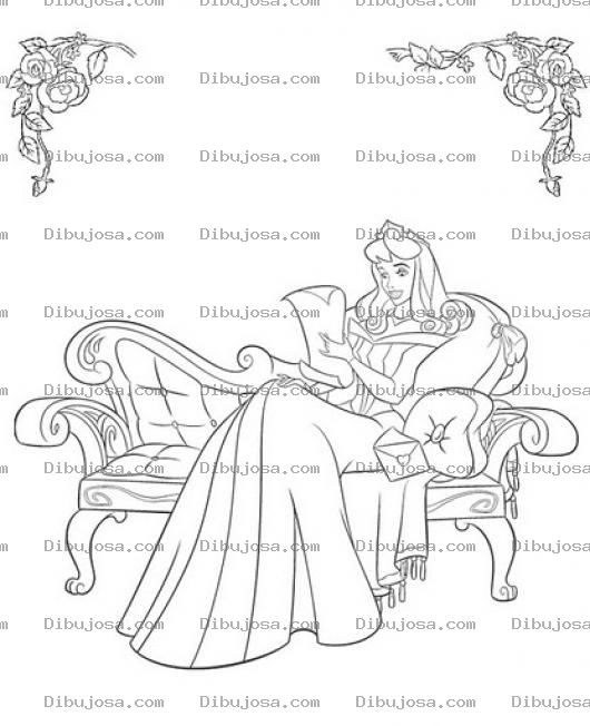 Dibujo para colorear Colorear Princesa Leyendo Una Carta de amor