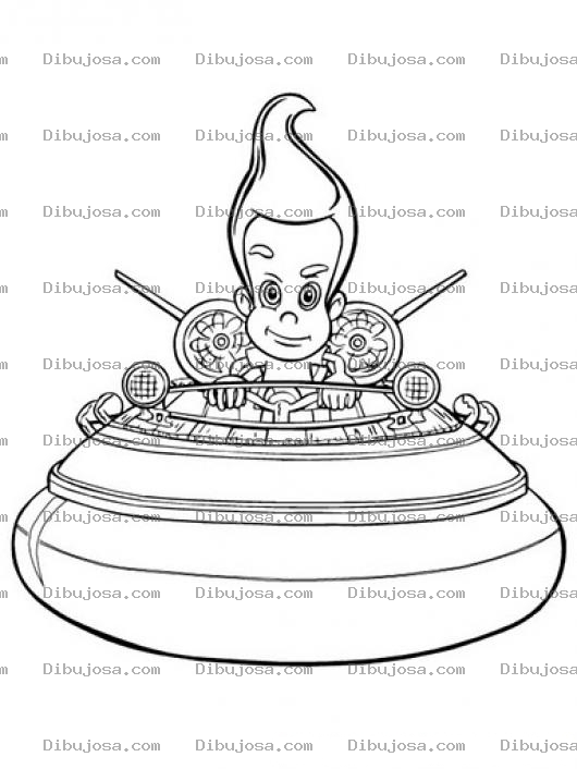 Dibujo para colorear Colorear A Jimy Neutron En Su Nave