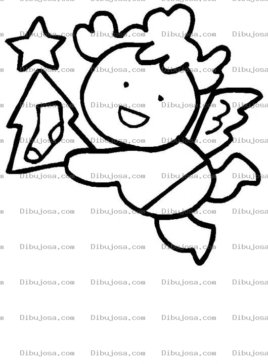 Dibujo para colorear Colorear Angel Con Arbol De Navidad