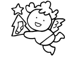 Dibujo para colorear Colorear Angel Con Arbol De Navidad