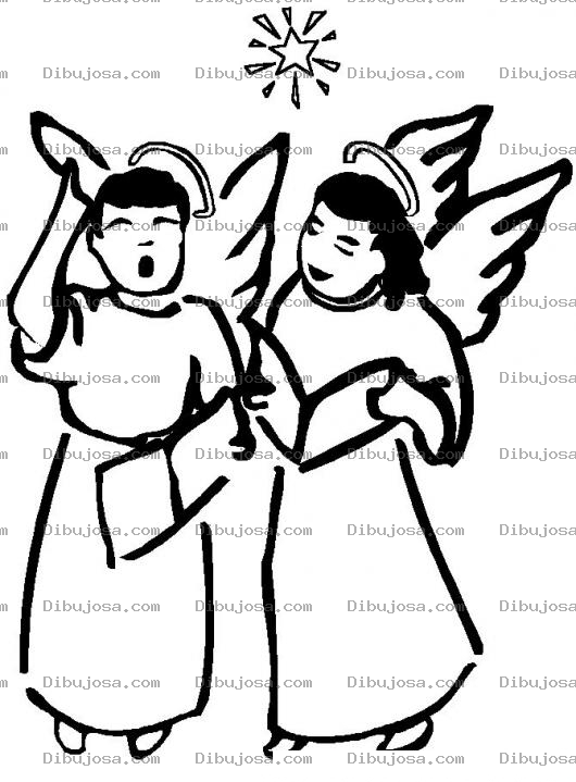 Dibujo para colorear Colorear Dos Angeles Cantando