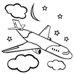 Dibujo para colorear Colorear Avion Volando De Noche