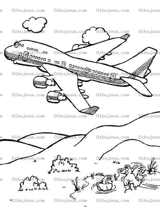 Dibujo para colorear Colorear Avion Sobre Montanas
