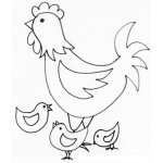 Dibujo para colorear Colorear Gallo Con 3 Pollitos