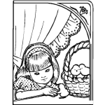 Dibujo para colorear Clorear Nena Con Pollitos En Canasta