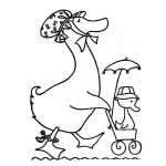 Dibujo para colorear Mama Pata Con Patito Para Colorear