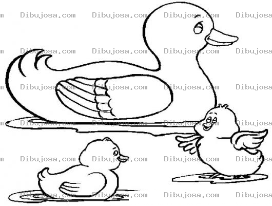 Dibujo para colorear Colorear Mama Pata Con Dos Patitos