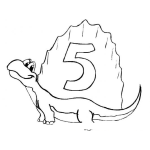 Dibujo para colorear Colorear Dinosaurio Con El Numero Cinco