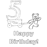 Dibujo para colorear Colorear Feliz Cumpleanos Con El Numero Cinco 5