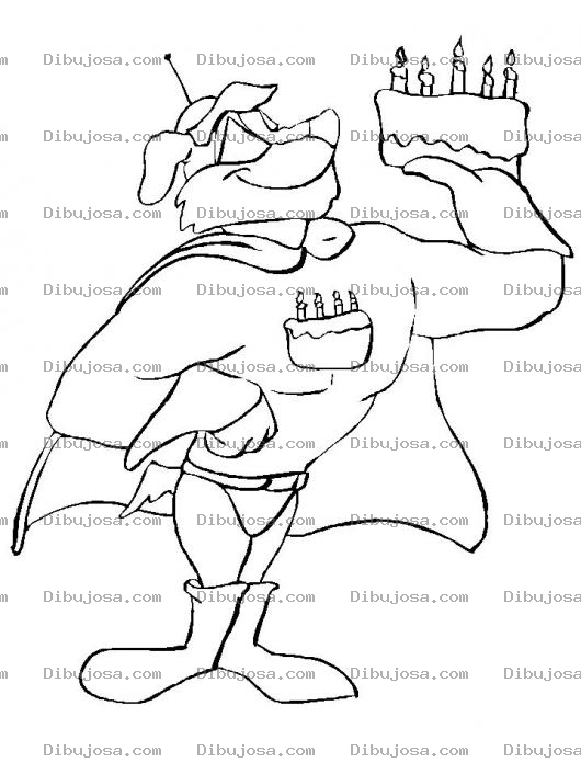 Dibujo para colorear Colorear Super Perro Con Pastel De Cumpleanos