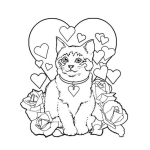 Dibujo para colorear Colorear Gato Enamorado