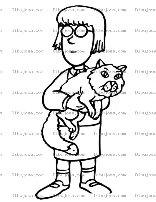 Dibujo para colorear Colorear Mujer Con Gato