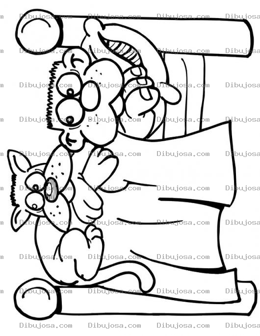 Dibujo para colorear Colorear Gato En Cama