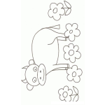 Dibujo para colorear Vaquita Con Flores Para Pintar