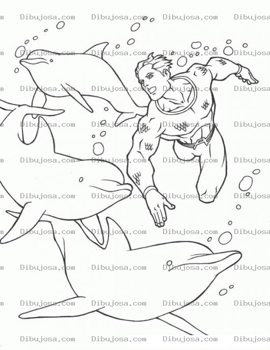 Dibujo para colorear Colorear Aquaman Con Delfines