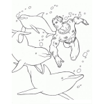 Dibujo para colorear Colorear Aquaman Con Delfines