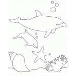 Dibujo para colorear Colorear Delfines Nadando
