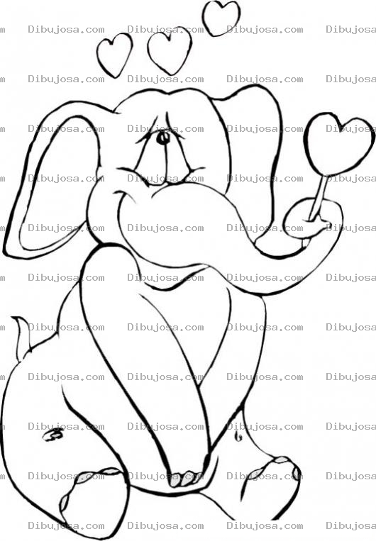 Dibujo para colorear Colorear Eefante Enamorado
