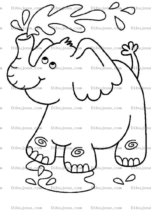 Dibujo para colorear Colorear Elefante Tirando Agua