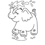 Dibujo para colorear Colorear Elefante Tirando Agua