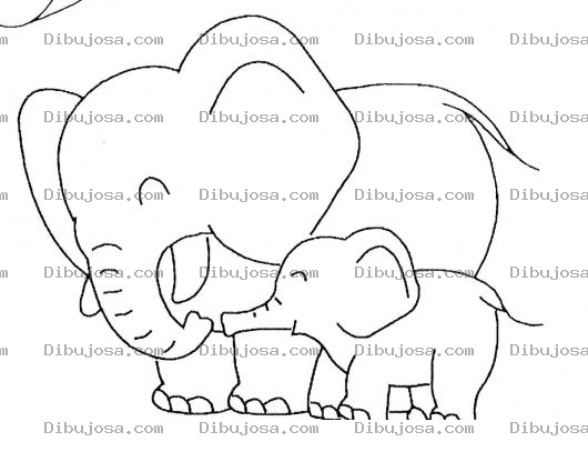 Dibujo para colorear Colorear Mama Elefante Con Su Hijo