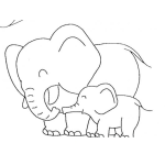 Dibujo para colorear Colorear Mama Elefante Con Su Hijo