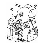 Dibujo para colorear Colorear Elefante Parado Con Calabaza