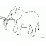 Dibujo para colorear Colorear Elefante Enojado Con Un Nudo En La Trompa