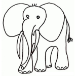 Dibujo para colorear Colorear Elefante Con Colmillos