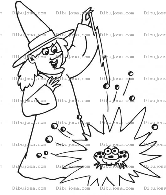 Dibujo para colorear Colorear Bruja Con Sapo
