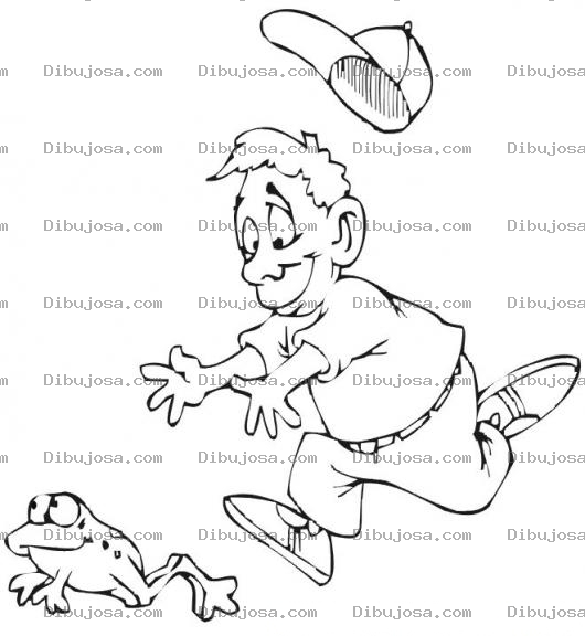 Dibujo para colorear Colorear Chico Corriendo A Un Sapo