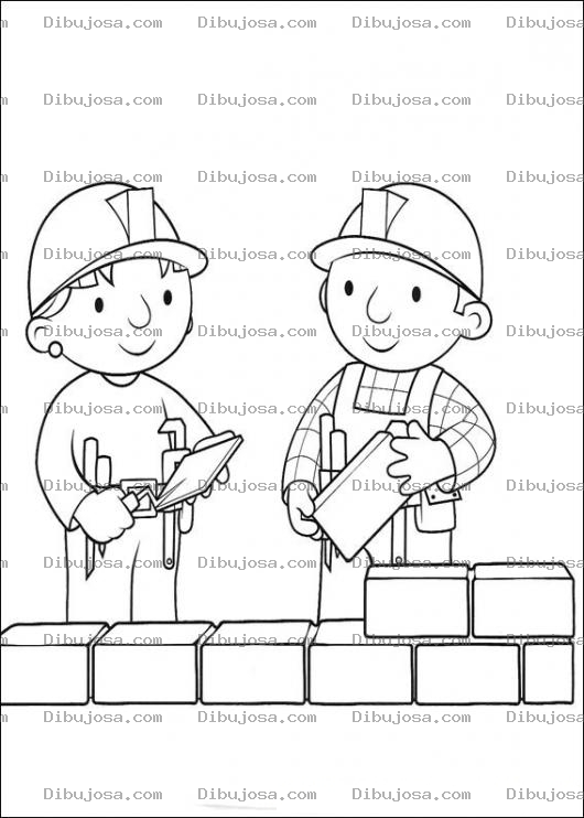 Dibujo para colorear Bob haciendo una pared